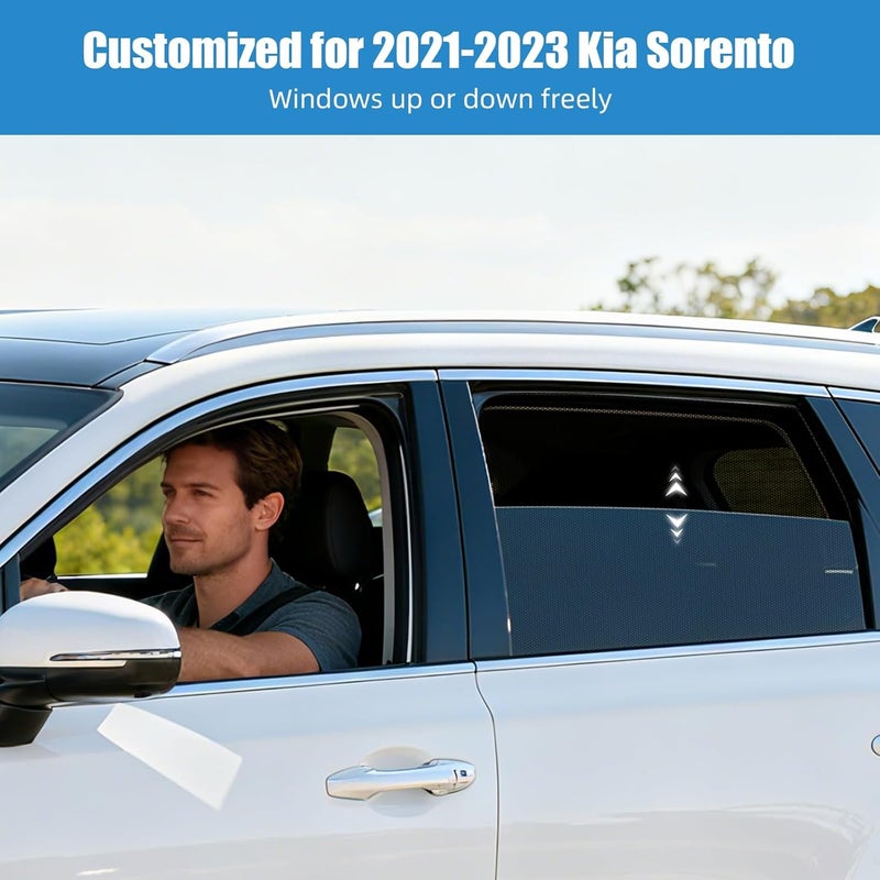 KOCZIL Car Window Shades for 2021-2023 Kia Sorento - Rear Side Window Sun Shade for Baby, Breathable Mesh Car Privacy Window Covers, UV Protection and Heat Insulation for Road Trips, Napping, Camping - Image 2